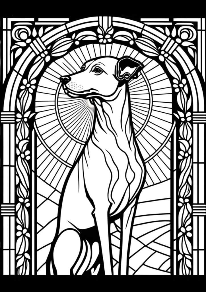 Whippet dog coloring page for adults