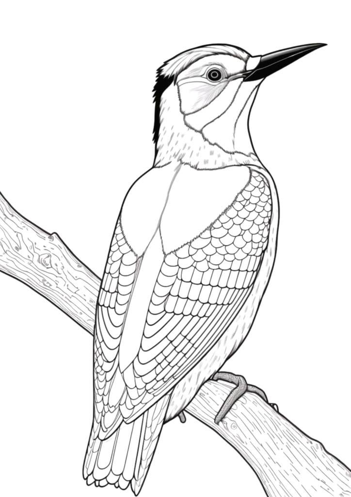 animal coloring page woodpecker