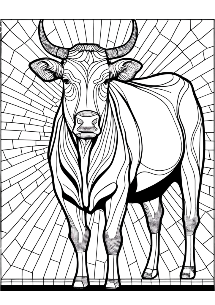 cow coloring page for adults