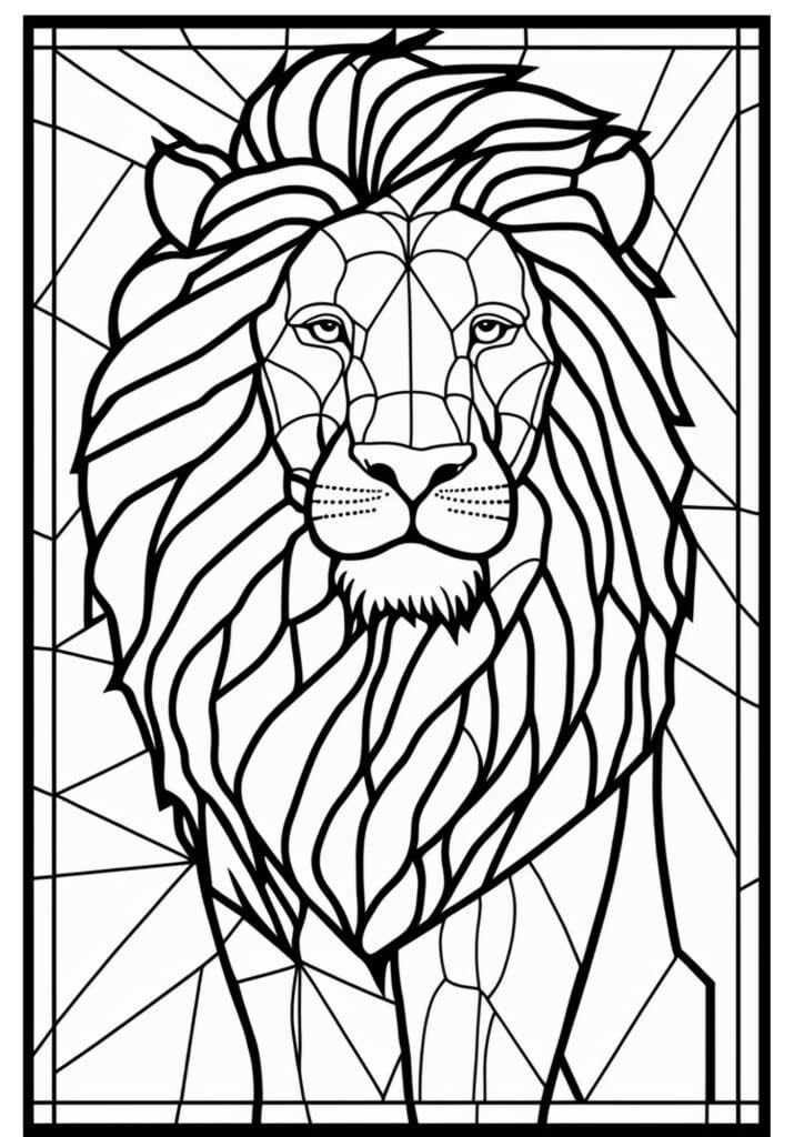printable lion coloring page for adults